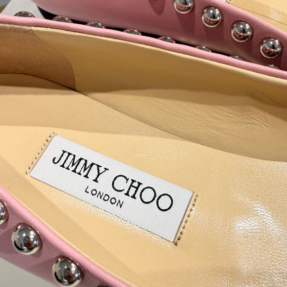 Jimmy Choo Pink Studded Flats 38.5 - Picture 3 of 4